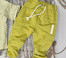 Bawełniane spodnie Despacito bojówki z gumką w nogawce limonka