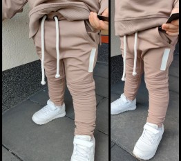 Bawełniane spodnie Despacito 'basic' z przeszyciami na kolanach beż