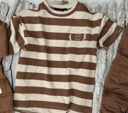 T-shirt 'stripes' z logo 'despacito' orzech