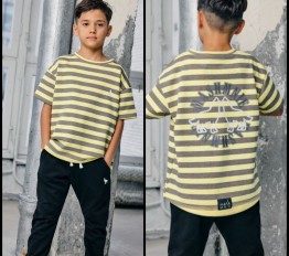 MashMnie Shadow Wolf Drop 2 T-Shirt żółty w paski