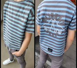 MashMnie Shadow Wolf Drop 2 T-Shirt niebieski w paski