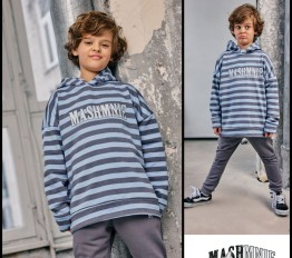 MashMnie Shadow Wolf Drop 2 Bluza z kapturem niebieska w paski