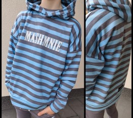 MashMnie Shadow Wolf Drop 2 Bluza z kapturem niebieska w paski