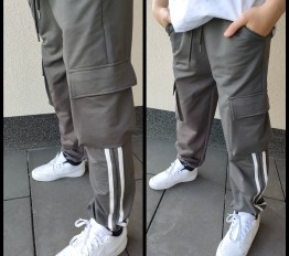 Spodnie bojówki lampas 31047C grafitowe