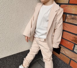 Garnitur z dzianiny LACOSTE  beżowy śmietankowy budyń MIMI