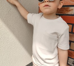 T-Shirt basic prążek z kieszonką MIMI