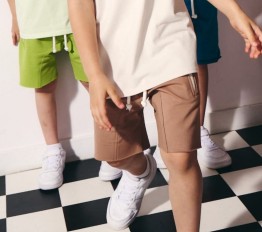 Szorty Despacito bawełniane z kontrastowymi zamkami beż