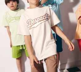 Bawełniany T-shirt z nadrukiem Despacito jasny beż