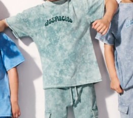 T-Shirt Despacito dekatyzowany z efektem Off-White zielony