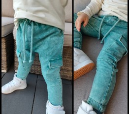 Spodnie Despacito dekatyzowane jogger z efektem Off-White zielone