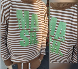 MashMnie Reform Bluza w paski Toffi Beżowe