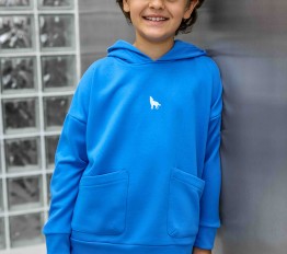 MashMnie bluza wolf z kapturem niebieska