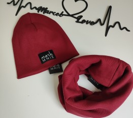 Komplet Mashmnie czapka + komin bordo