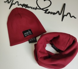 Komplet Mashmnie czapka + komin bordo