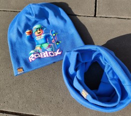 Komplet Roblox czapka plus komin niebieski