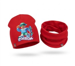 Komplet Roblox czapka plus komin czerwony