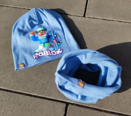 Komplet Roblox czapka plus komin błękitny