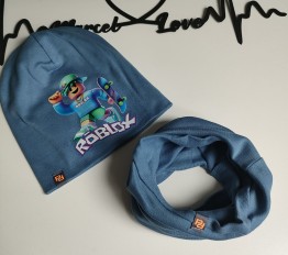 Komplet Roblox czapka plus komin błękitny