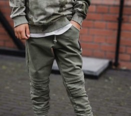Spodnie Despacito dekatyzowane Weiss z przeszyciami khaki