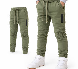 Spodnie Despacito dekatyzowane Weiss z przeszyciami khaki