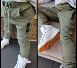 Spodnie Despacito dekatyzowane Weiss z przeszyciami khaki