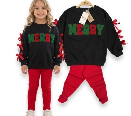 komplet świąteczny merry dziewczęcy czarny