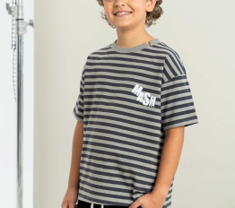 MashMnie Reform Drop 3 T-Shirt w paski szaro grafitowe