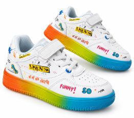 Dziecięce sneakersy trampki z nadrukiem i trzy kolorową podeszwą